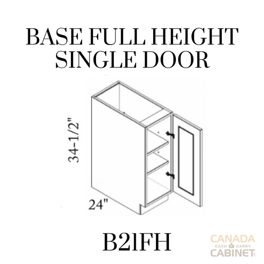 Pearl White Base Full Height Cabinet 21 inches wide 24 inches deep 34.5 inches tall with White box and Pearl White doors