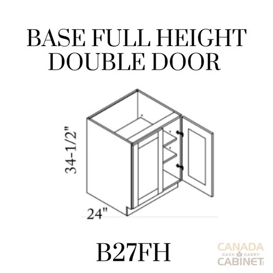 Pearl White Base Full Height Cabinet 27 inches wide 24 inches deep 34.5 inches tall with White box and Pearl White doors