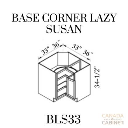 Stormy Grey Base Lazy Susan Cabinet 33 inches wide 24 inches deep 34.5 inches tall with Stormy Grey box and Stormy Grey doors