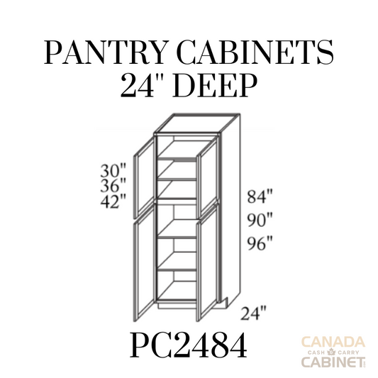 Modern White Pantry Cabinet 24 inches wide 24 inches deep 84 inches tall with White box and Modern White doors
