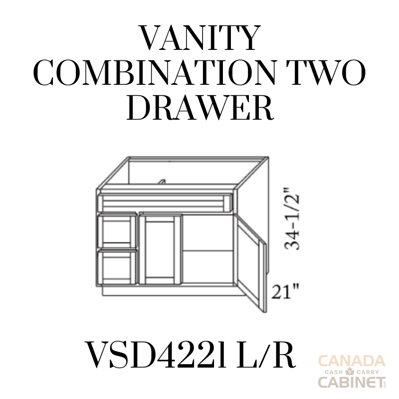 Pearl White Vanity Combination Cabinet 42 inches wide 21 inches deep 34.5 inches tall with White box and Pearl White doors