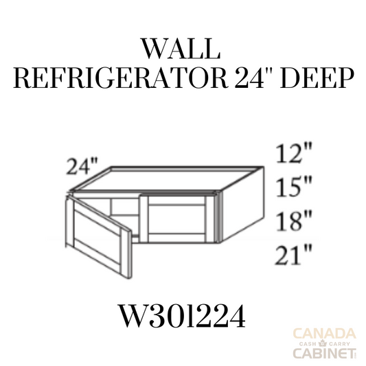 Shaker Grey Wall Refrigerator Cabinet 30 inches wide 24 inches deep 12 inches tall with White box and Shaker Grey doors