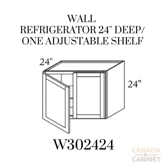 Modern White Wall Refrigerator Cabinet 30 inches wide 24 inches deep 24 inches tall with White box and Modern White doors