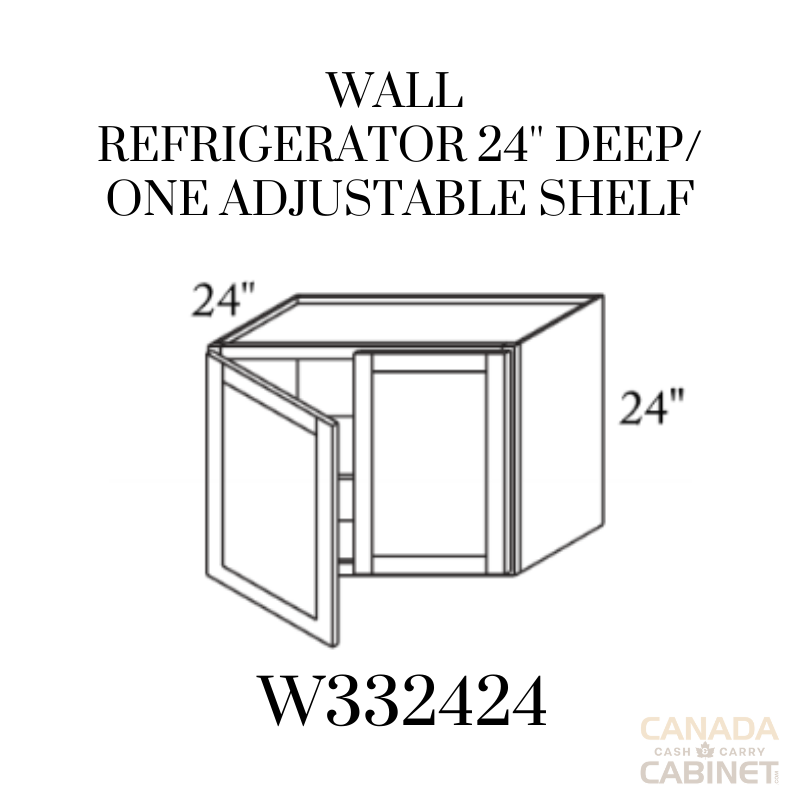 Pearl White Wall Refrigerator Cabinet 33 inches wide 24 inches deep 24 inches tall with White box and Pearl White doors