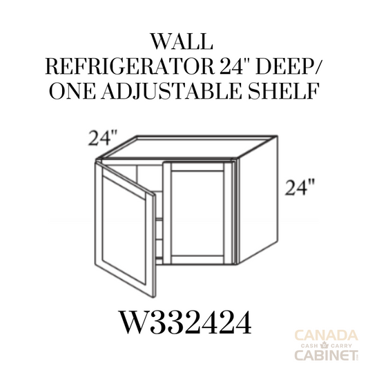 Pearl White Wall Refrigerator Cabinet 33 inches wide 24 inches deep 24 inches tall with White box and Pearl White doors